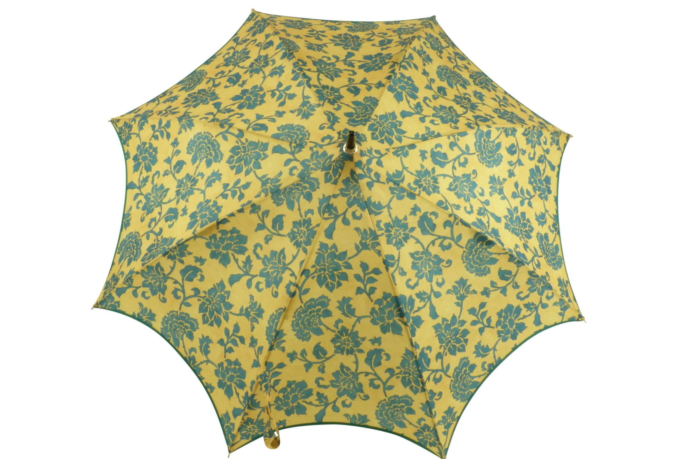 Guy De Jean "Charme" Fleurs Vert Et Ocre